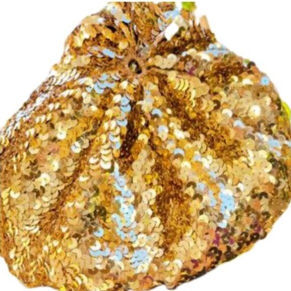 Glamorous Luxury Beaded Sequins Sequined Embellished Gold Metallic Hat Beret New - Picture 2 of 12